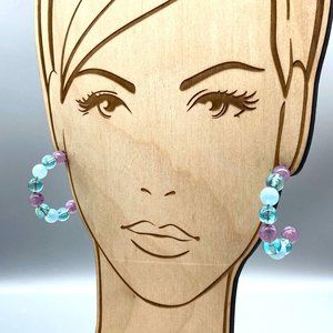 Avon Fascination Beaded Hoop Earrings, Pastel Coquette Hoops for Springtime